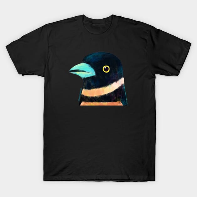 Black and yellow broadbill bird T-Shirt by julianamotzko